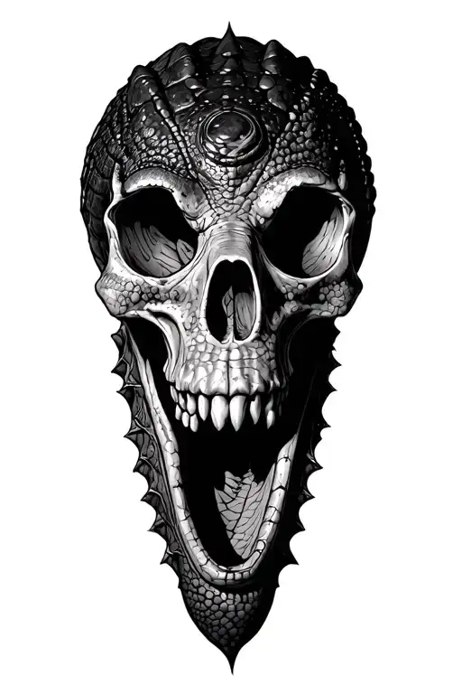 crocodile skull plus southern voodoo tattoo design idea