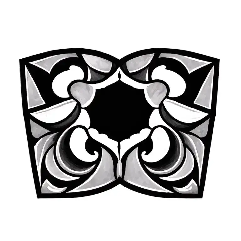 blackout and ornament geometric simple tattoo design idea