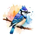 bluejay bird male tattoo design idea