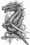 Dragon, Katana Sword tattoo design idea