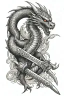 Dragon, Katana Sword tattoo design idea