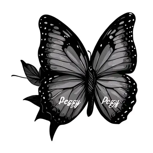 a butterfly with the name "Peggy" written inside of the wing  tattoo design idea