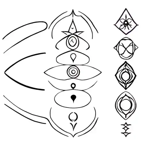 seven chakra symbols on the spine tattoo tattoo design idea