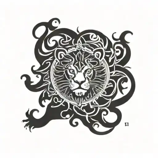 sun and lion Persian symbol tattoo design idea