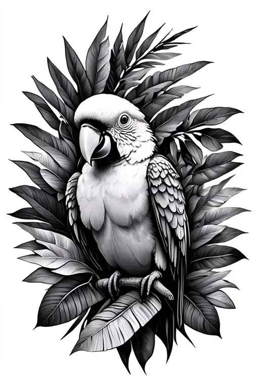 Small jungle parrots tattoo design idea