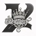 Name "Brittany" in cursive writing with crown above the "B" tattoo design idea