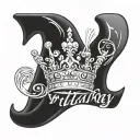 Name "Brittany" in cursive writing with crown above the "B" tattoo design idea