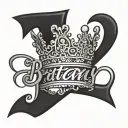 Name "Brittany" in cursive writing with crown above the "B" tattoo design idea