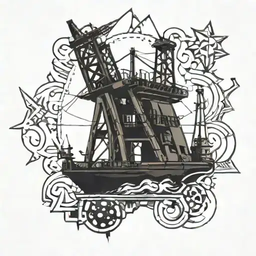 oil rig, gambling themed tattoo tattoo design idea