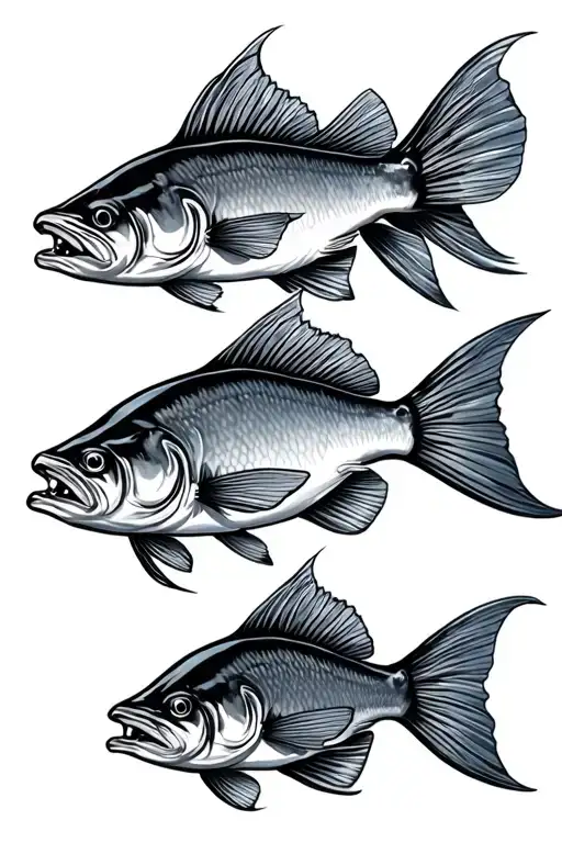 fish, sensitive, strong, family of 5 tattoo design idea