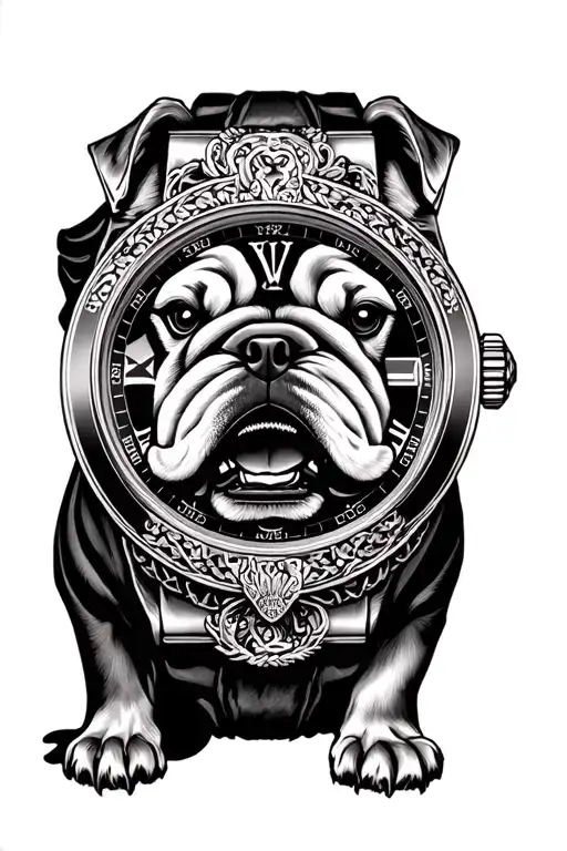 bulldog anglmort Rolex logo incorporated tattoo design idea