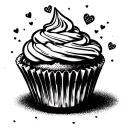 cupcake with frosting, heart sprinkles with a bite taken out of it. playful, flirty, slightly cheeky vibe tattoo design idea