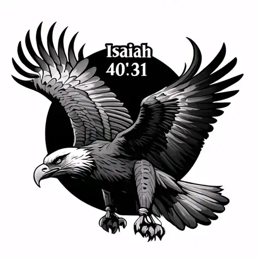 "Isaiah 40:31" eagle flying native american tattoo design idea