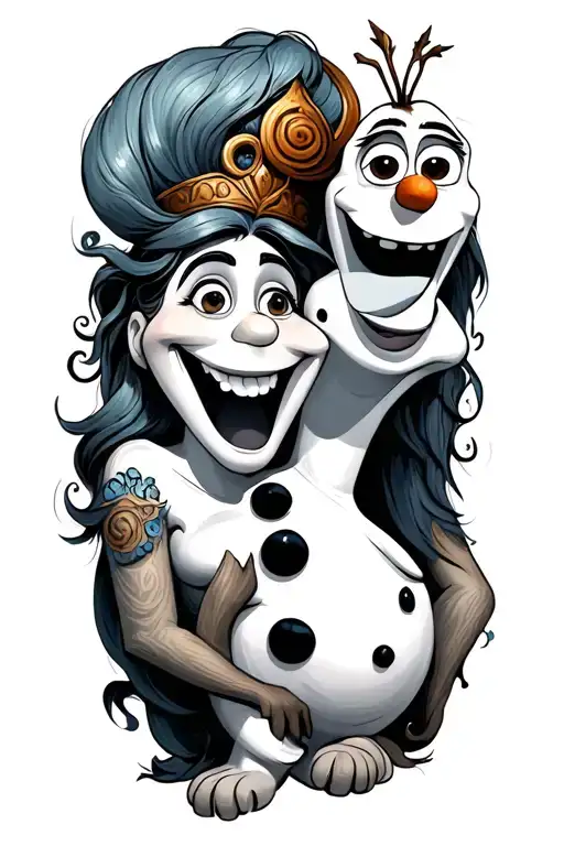 Genie and Olaf tattoo design idea