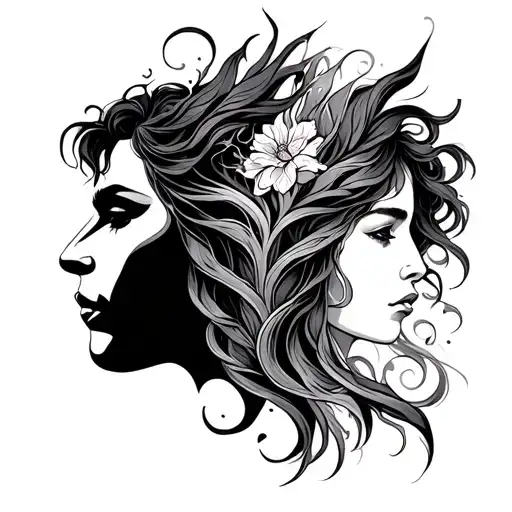 Twin Flames tattoo design idea