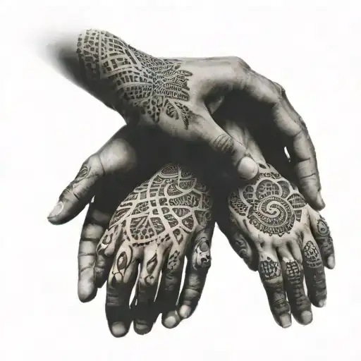 A tattoo of a group of diverse people holding hands to symbolize unity and socializing, with intricate dotwork details tattoo design idea