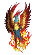 phoenix rising from flames tattoo wings continue on to chest tattoo design idea