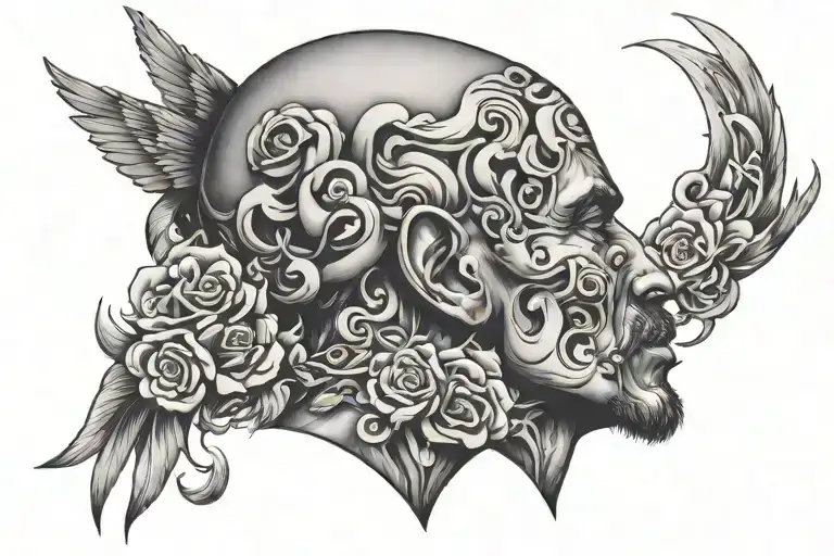 never stop thinking man tattoo design idea