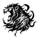 black, dark, creepy, angry, lion tattoo  tattoo design idea