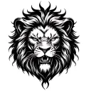 black, dark, creepy, angry, lion tattoo  tattoo design idea