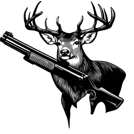 deer hunting rifle tattoo design idea