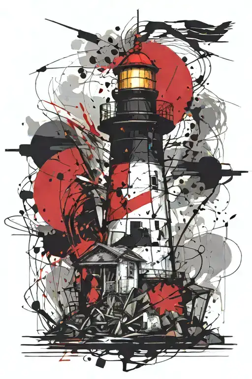 lighthouse overlooking tattoo design idea