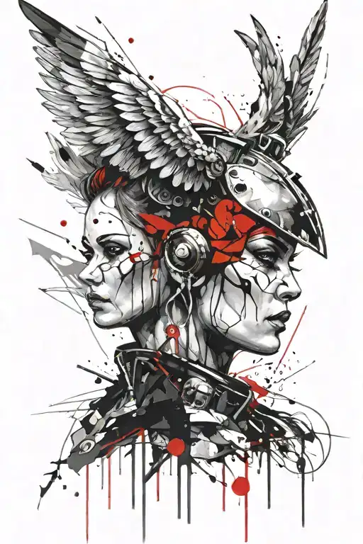 valkyrie head in front woman warrior tattoo design idea