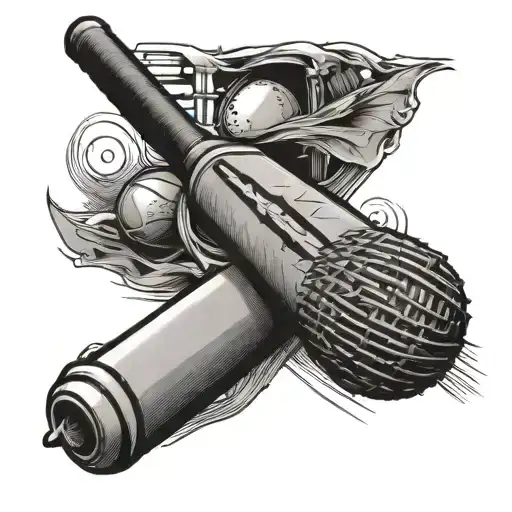 cricket bat and ball tattoo design idea