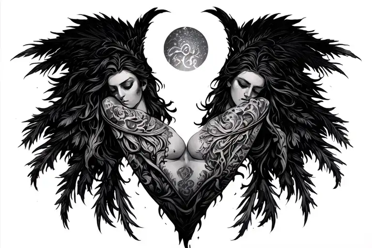 lower back. On the theme of the sirens of the Odyssey. He must have a large V -shaped form but not high minimalist tattoo design idea