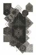 geo patterns in dotwork featuring mathematical symbols tattoo design idea