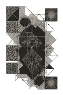 geo patterns in dotwork featuring mathematical symbols tattoo design idea