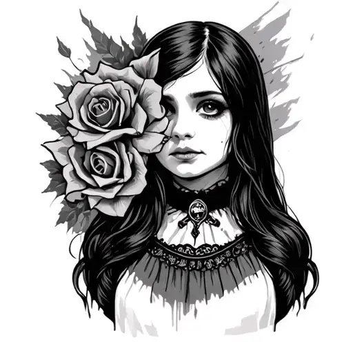 Wednesday Adams badass design alot of elements tattoo design idea
