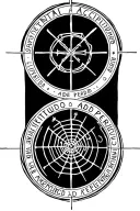 web of wyrd connected to vegvisir symbol surrounded by the phrase patientia ad accipiendum, fortitudo ad perficiendum tattoo design idea