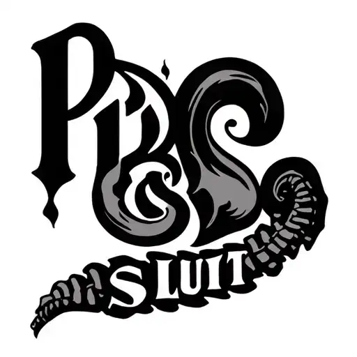 A spine tattoo design with the name PP's Slut in it  tattoo design idea