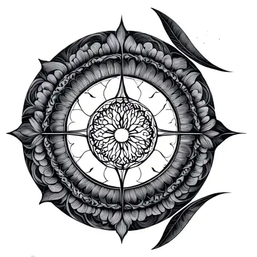 golden ratio double tattoo fibonacci sacred geometry mandala tree tattoo design idea