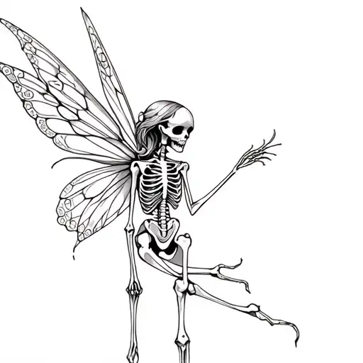 fairy skeleton tattoo design idea
