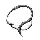 The tattoo is based on a portal 2 and snake game references. Snake enters on one portal and leaves on another. tattoo design idea