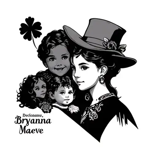 use my wife's name Bryanna, son Declan and daughter Maeve. include my Irish heritage and last name doherty tattoo design idea