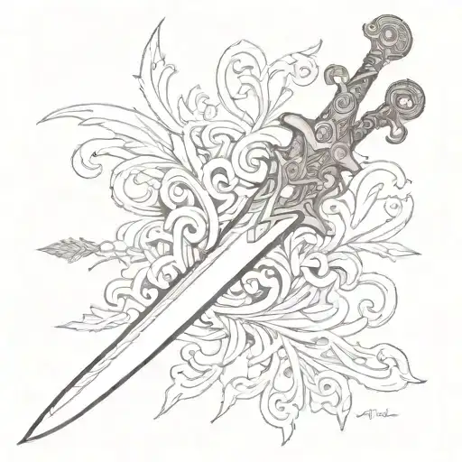 sword for name alexandra tattoo design idea
