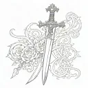 sword for name alexandra tattoo design idea