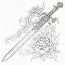 sword for name alexandra tattoo design idea