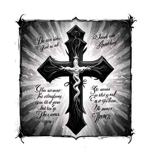 cross with bible verse tattoo design idea