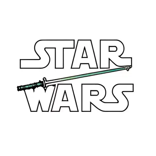 A minimalist tattoo of the Star Wars logo combined with a lightsaber tattoo design idea