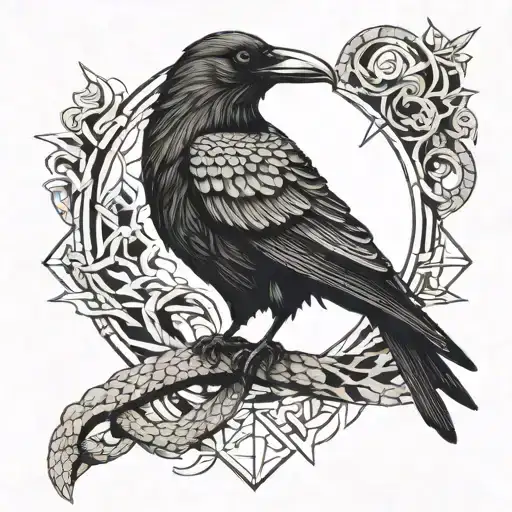 raven and snake tightly tattoo design idea