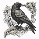 raven and snake tightly tattoo design idea