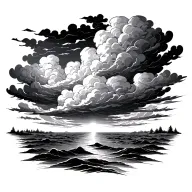 the beginning of angry storm clouds with sunshine fading off tattoo design idea