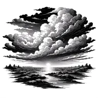 the beginning of angry storm clouds with sunshine fading off tattoo design idea