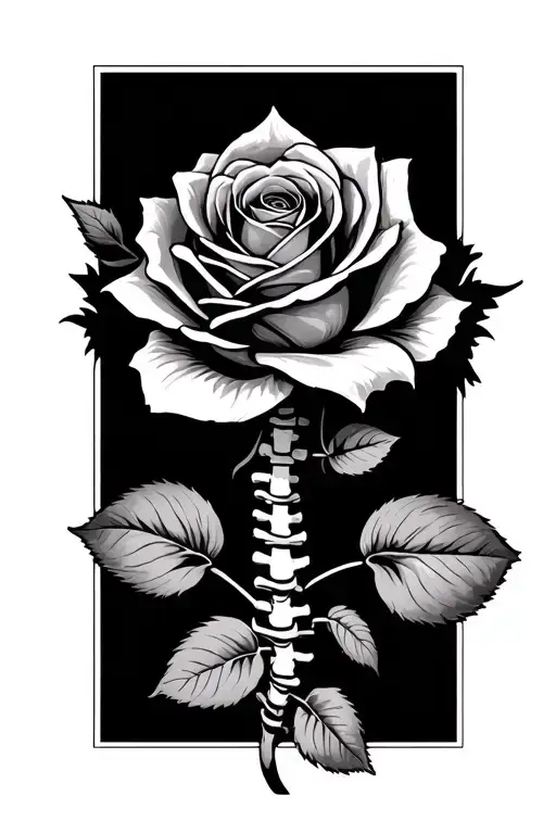 symbol an operation for scoliosis and a rose tattoo design idea