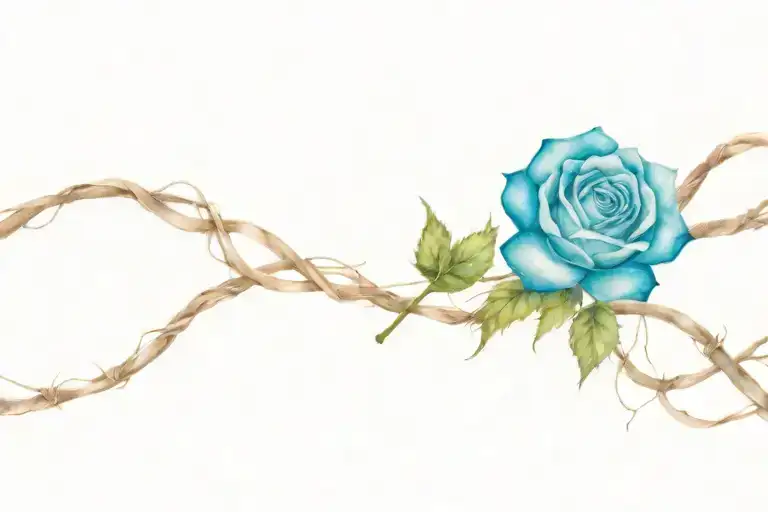 rose vine and barbed wire wrapped tattoo design idea