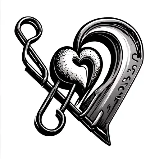 safety pin with semi colon and heart. next to it is razor blade  tattoo design idea